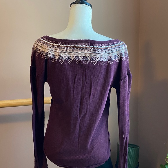 We The Free Women's Burgundy fair isle top M - Picture 3 of 4